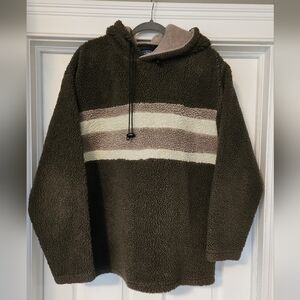 Wear First Men's Brown Sherpa Sweater with Stripes
